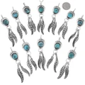 Turquoise Bear Paw Symbol Feather Pendant 49071