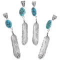 Sterling Silver Feather Turquoise Pendant 49079