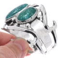 Native American Tufa Cast Cuff Bracelet Waterweb Turquoise Stones 49081