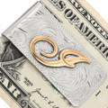 Western Scollwork Initial Silver Gold Money Clip 49085