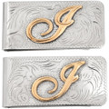 Money Clip Gold Silver Southwest Script Custom Initial I 3845