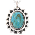 Genuine Turquoise Sterling Silver Navajo Pendant 49094