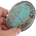 Large Turquoise Belt Buckle Navajo Chiseled Sterling Silver Border 49127
