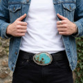 Authentic Native American Turquoise Belt Buckle 49128