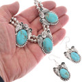 Authentic Navajo Turquoise Necklace Matching Earrings 49134