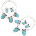 Sterling Silver Turquoise Navajo Necklace Earrings Combo 49134