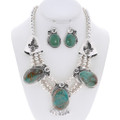 Navajo Sterling Silver Turquoise Necklace Earrings Set 49135