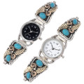 Southwest Silver Gold Turquoise Ladies Watch 49136