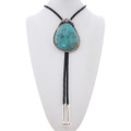 Native American Sterling Silver Bolo Tie Very Large Turquoise Stone 49154