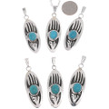 Navajo Bear Paw Design Turquoise Pendant 49160