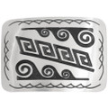 Silver Traditional Hopi Overlay Belt Buckle by Calvin Peterson 0170