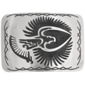 Native American Eagle Overlay Silver Belt Buckle by Calvin Peterson 0017
