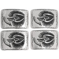 Native American Eagle Overlay Silver Belt Buckle by Calvin Peterson 0017
