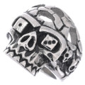Silver Dice Eyes Skull Ring 50059
