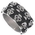 Stainless Steel Fat Tire Skull Ring Band 50068