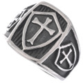 Stainless Steel Cross Shield Signet Ring 50079