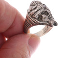 Wise Man Turban Ring Sterling Silver with Ruby Colored Stone 50084