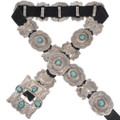 Vintage Turquoise Silver Concho Belt