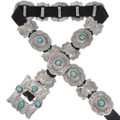 Vintage Turquoise Silver Concho Belt 49196