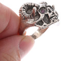 Sterling Horned Skull Ring Gemstone Eyes 50093