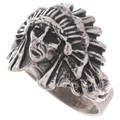Sterling Indian Chief Head Ring 50097