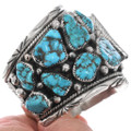 Natural Kingman Turquoise Nugget Watch Cuff Bracelet 49203