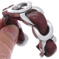 Red Brown Pleather Open Work Southwest Bracelet 50107