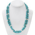 Hand Beaded Sterling Turquoise Double Strand Necklace 49208