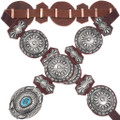Silver Traditional Turquoise Concho Belt with Leather Belt 0245