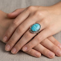 Turquoise Navajo Ladies Ring Sterling 49215