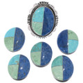 Sterling Silver Turquoise Lapis Inlay Navajo Ring 49216
