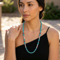 Southwest Sterling Silver Turquoise Beaded Necklace 49226