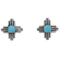 Sterling Silver Turquoise Native American Zia Earrings 49227