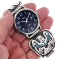 Old Pawn Native American Southwest Turquoise Watch Mens 49238