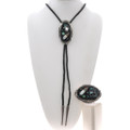 Multi Stone Navajo Vintage Inlay Bolo Set Sterling Silver by Alvin Yellowhorse 0422