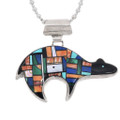 Vintage Navajo Inlay Bear Pendant 49281