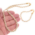 Sterling Silver and Gold Accent Rope Necklace Bracelet Set 7509