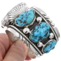 Vintage Natural Turquoise Watch Cuff Mens 49282