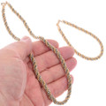 Sterling Silver Twist Rope Necklace and Bracelet Set  7510