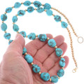 Natural Turquoise Nugget Necklace 14K Gold Accents 49284