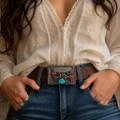 AAA Kingman Turquoise Coral Old Pawn Navajo Belt Buckle 49290