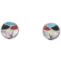 Zuni Turquoise Coral Inlay Earrings 49329