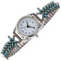 Old Pawn Zuni Needlepoint Turquoise Watch Womens 49373