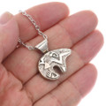 Vintage Multi Stone Inlaid Bear Reversible Pendant Sterling Silver 0474
