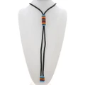 Navajo Peyote Stitched Beaded Bolo Tie with Tips by Aurelia Joe 0637
