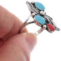 Southwest Coral Turquoise Ring 49387
