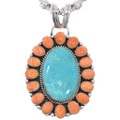Southwest Spiny Oyster Turquoise Cluster Pendant