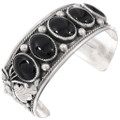 Vintage Sterling Silver Onyx Cuff Bracelet 49418