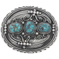 Sterling Silver Genuine Turquoise Belt Buckle 49459