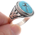 Mens Turquoise Ring Sterling Silver Thunderbird Design 49467